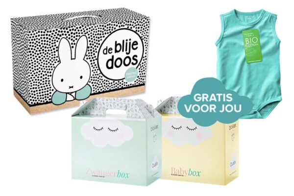 Gratis babydozen: de blije doos, zwanger box en baby box