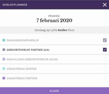 Verlofplanner voor aanpassen aanvullende partnerverlof