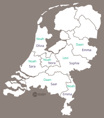 Populairste babynamen per provincie