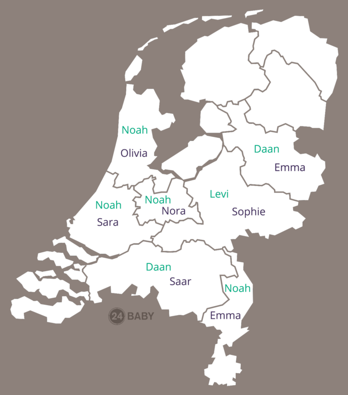 Populairste babynamen per provincie