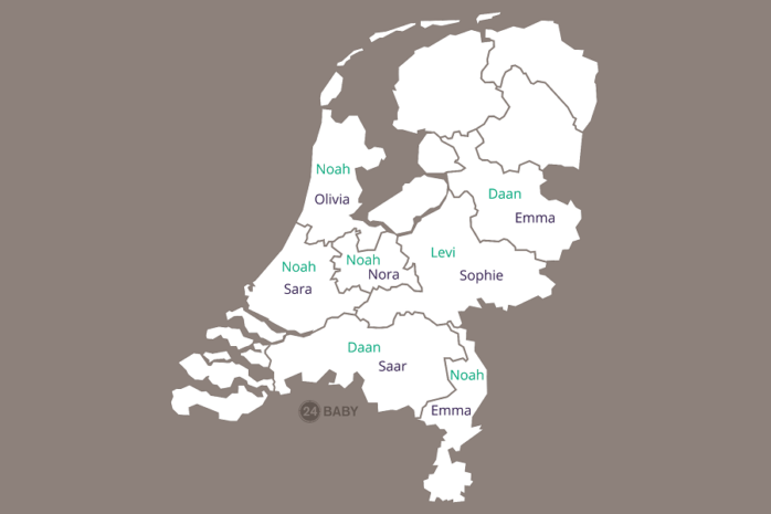 Populairste babynamen per provincie