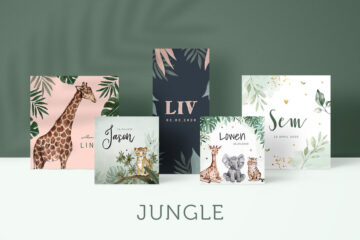 Geboortekaartjes in het thema Jungle