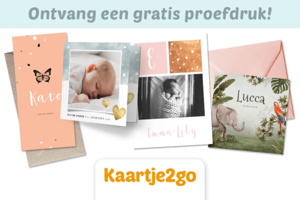 Kaartje2go gratis proefdruk geboortekaartje