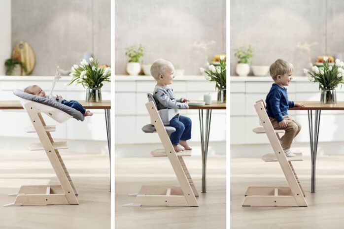 Kinderen in verschillende leeftijdsfases in Tripp Trapp