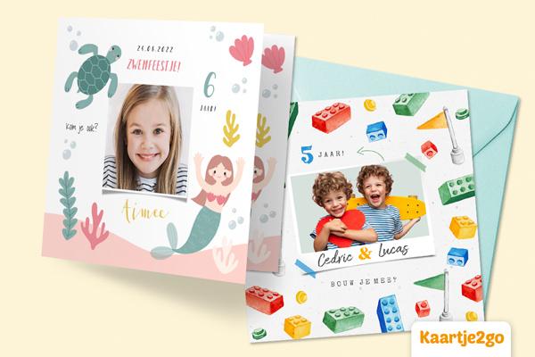 Kaartje2go uitnodigingen kinderfeestje